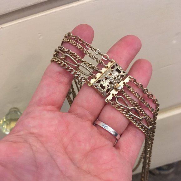 Vintage goldtone multi chain layered necklace 17" - Picture 2 of 3